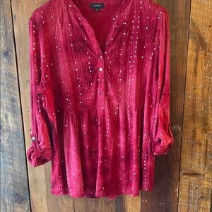 Cocomo Red Sequin V-Neck Tunic Top